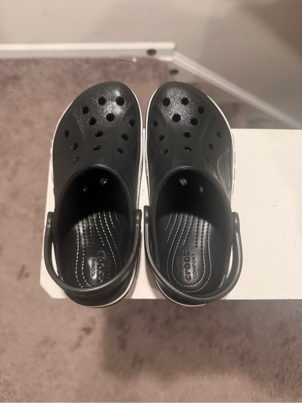 CROCS Kids Classic Clog in Black with White Trim